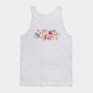 Red Ombre Watercolor Spring Flowers Tank Top